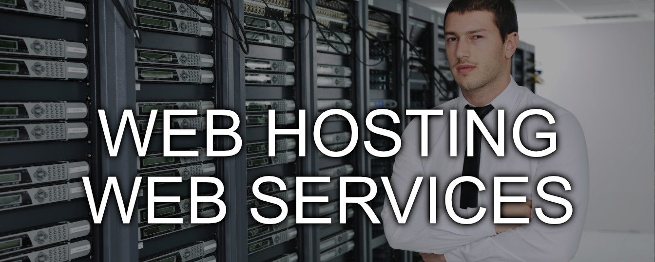 Web hosting and web services, featuring interconnected servers and cloud icons representing online connectivity and data management for restaurant businesses.